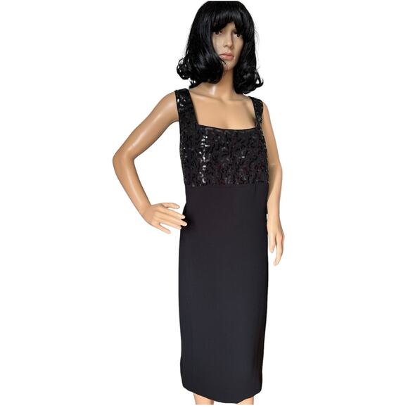 Tahari Arthur S. Levine Black Sequin Sleeveless Square Neckline dress size 20W - Picture 7 of 12